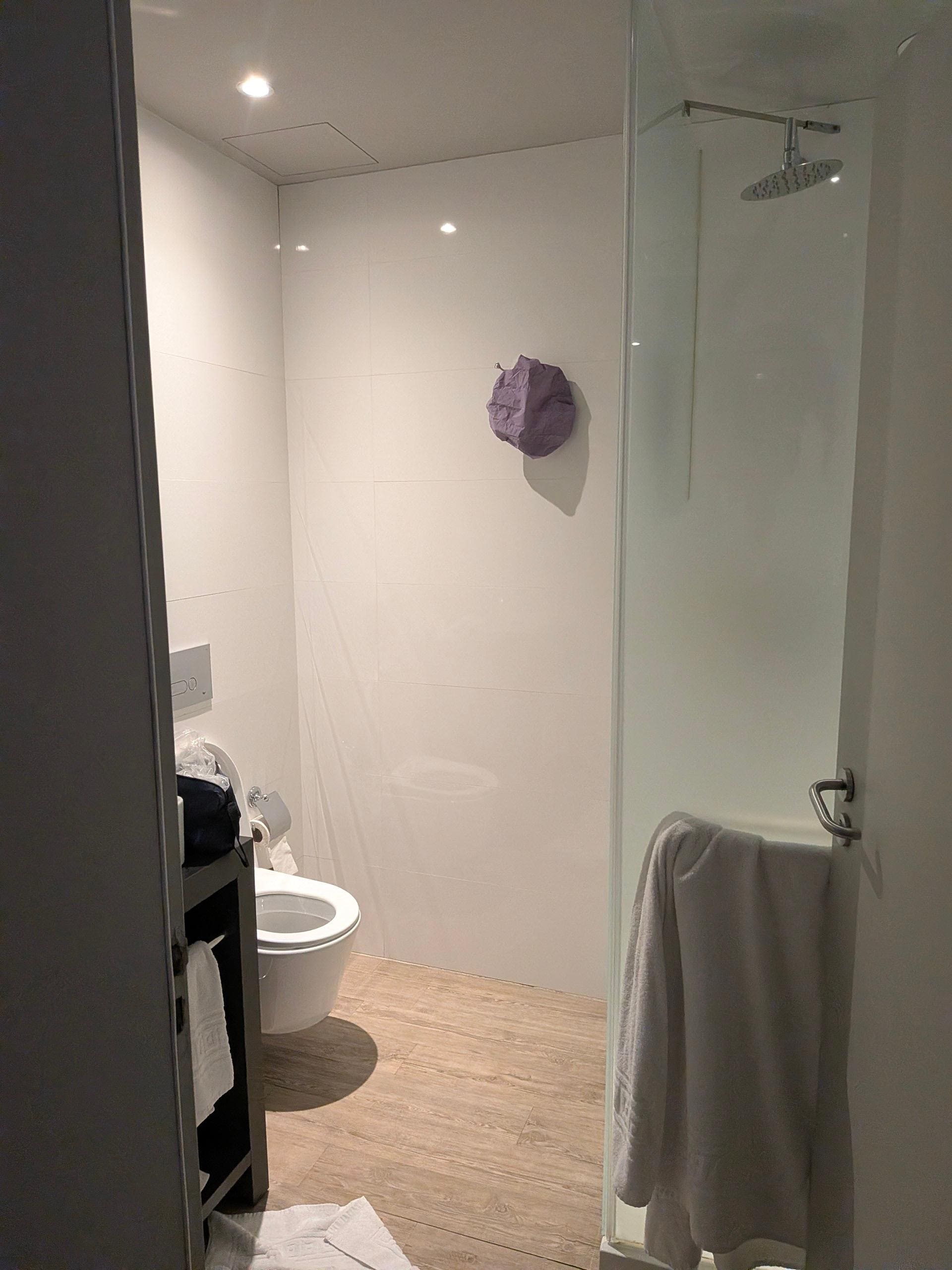 Larger room's bathroom, good amount of space to maneuver