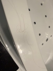 Red and black hairs from the tub (I have blonde hair)