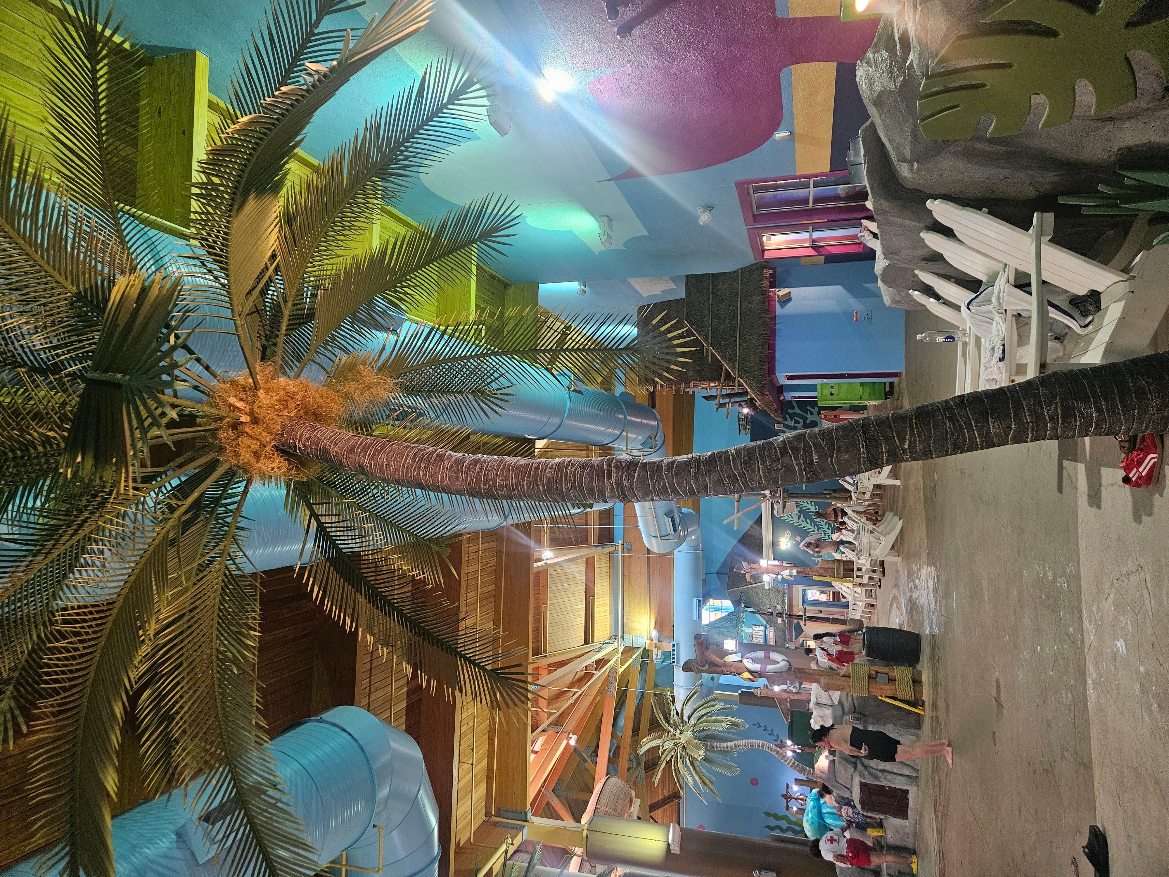 Transported right to the beach when you walk in. The waterpark is fantastic!