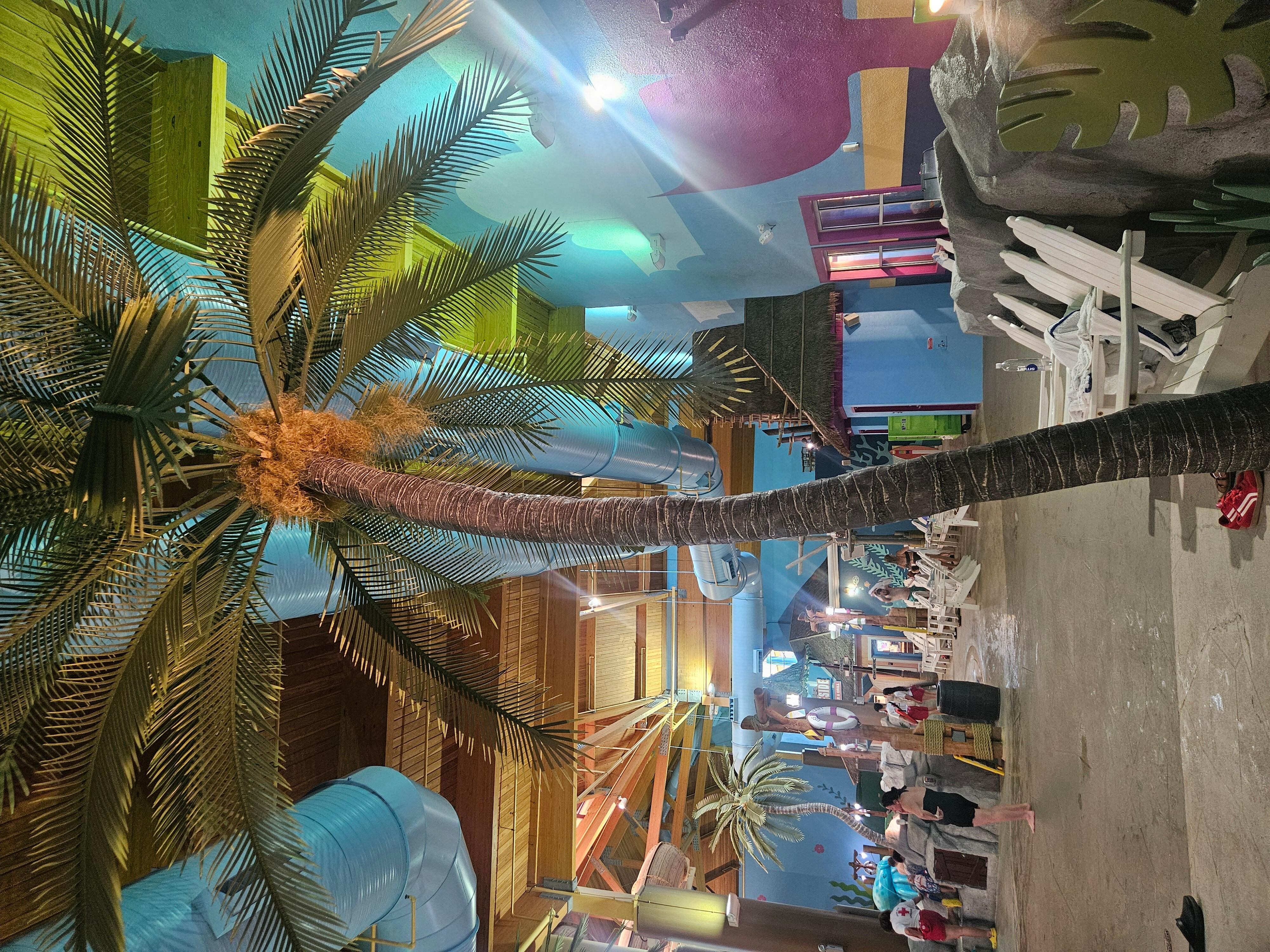 Transported right to the beach when you walk in. The waterpark is fantastic!