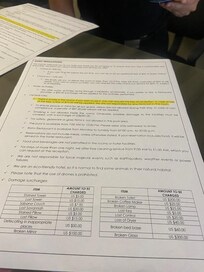 Required to sign list of potential charges at check-in prior to seeing room.