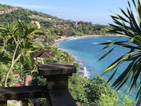 Beautiful view from our balcony onto Lipah Beach which has great snorkeling