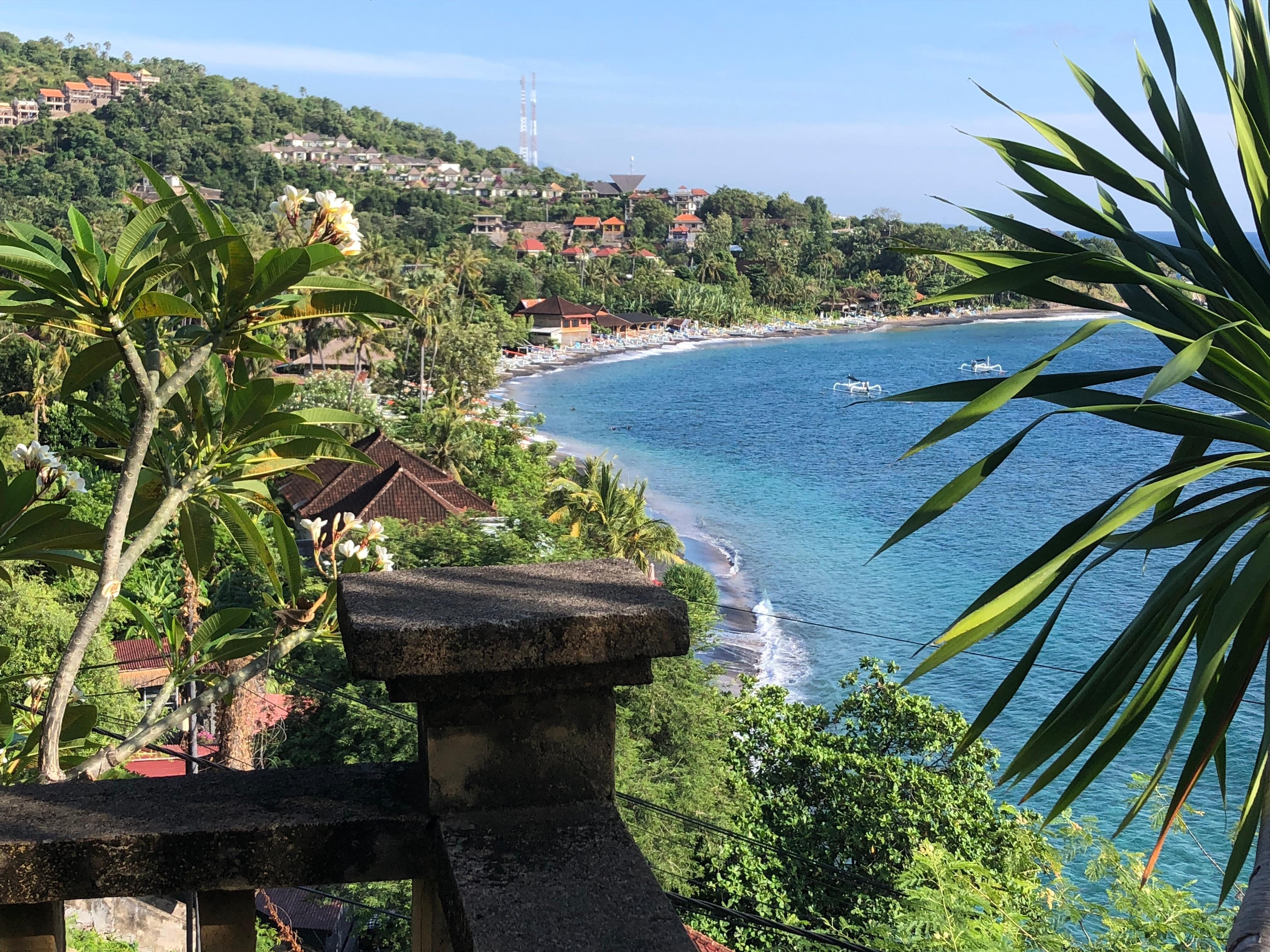 Beautiful view from our balcony onto Lipah Beach which has great snorkeling