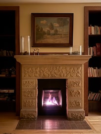 This is where I hung out, by the beautiful fireplace.