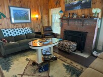 The living room looking toward fire place