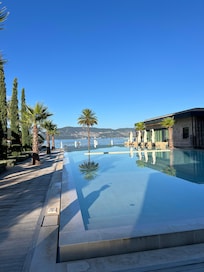 One of the many outdoor pools