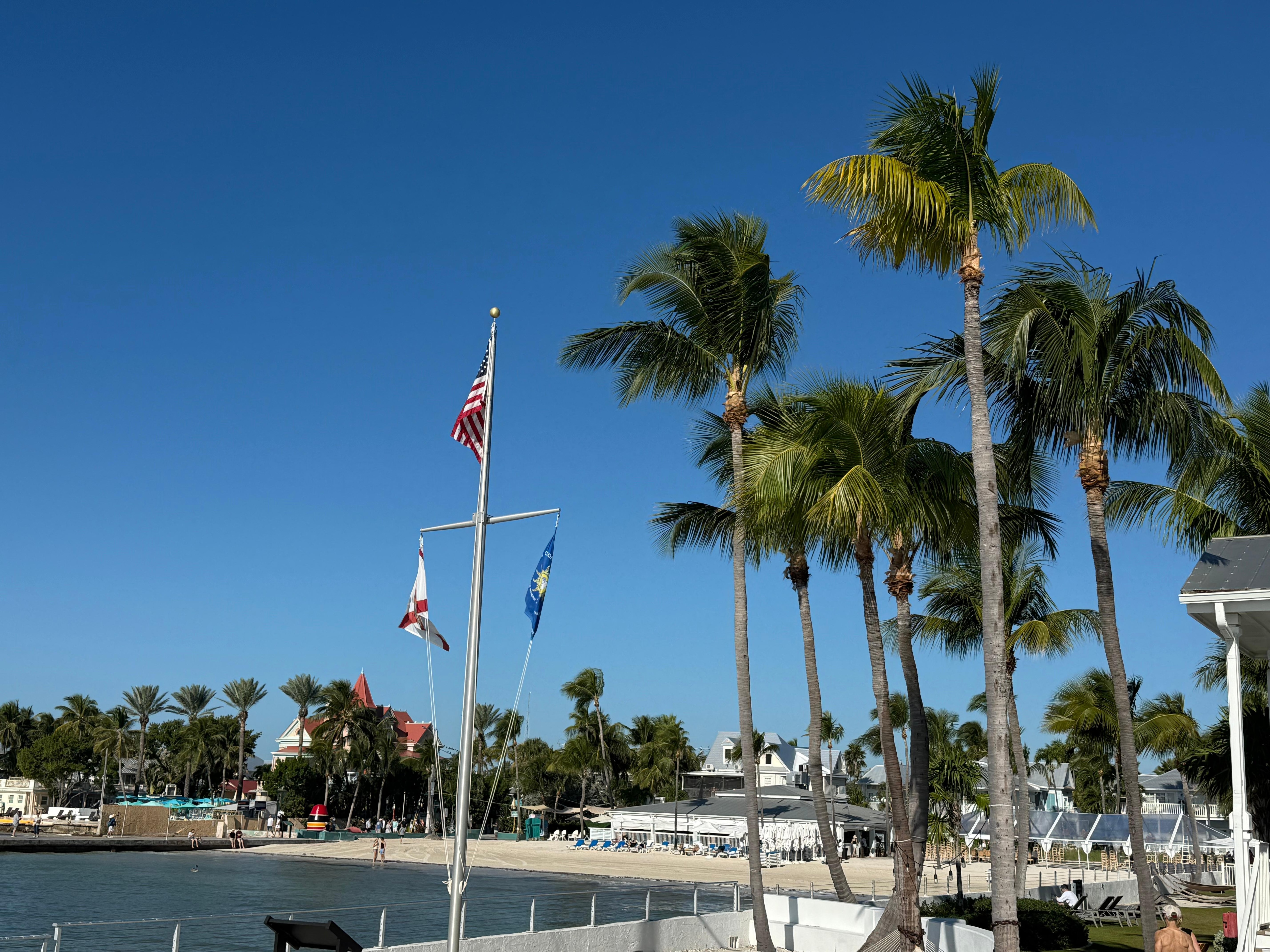 view from catwalk back towards the resort and beach