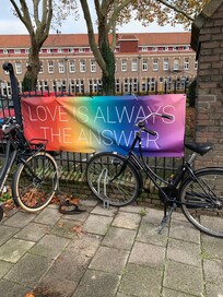 Walking up and seeing this first, having just the meaning behind it, not a propaganda of any sort just a sign with the truth, no underlying “ this is a secret “gay spot” - because it is not- about it, just truth, you know you’re in the right place.