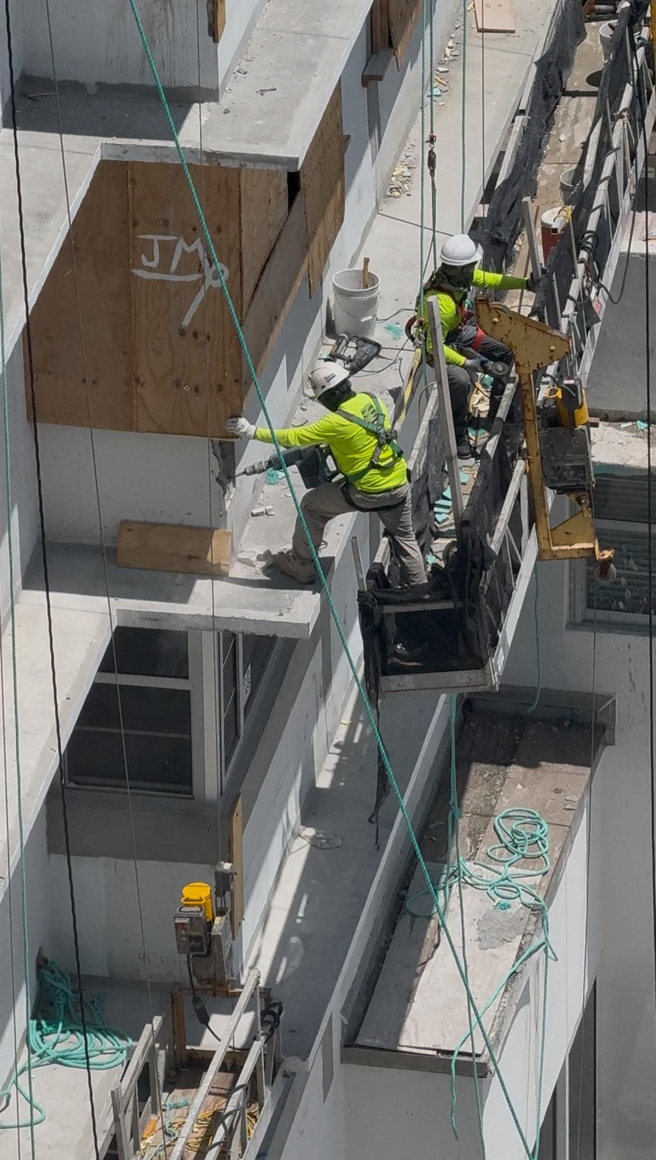 Constant hammering on the concrete.