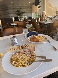 Shrimp scampi and chicken Alfredo