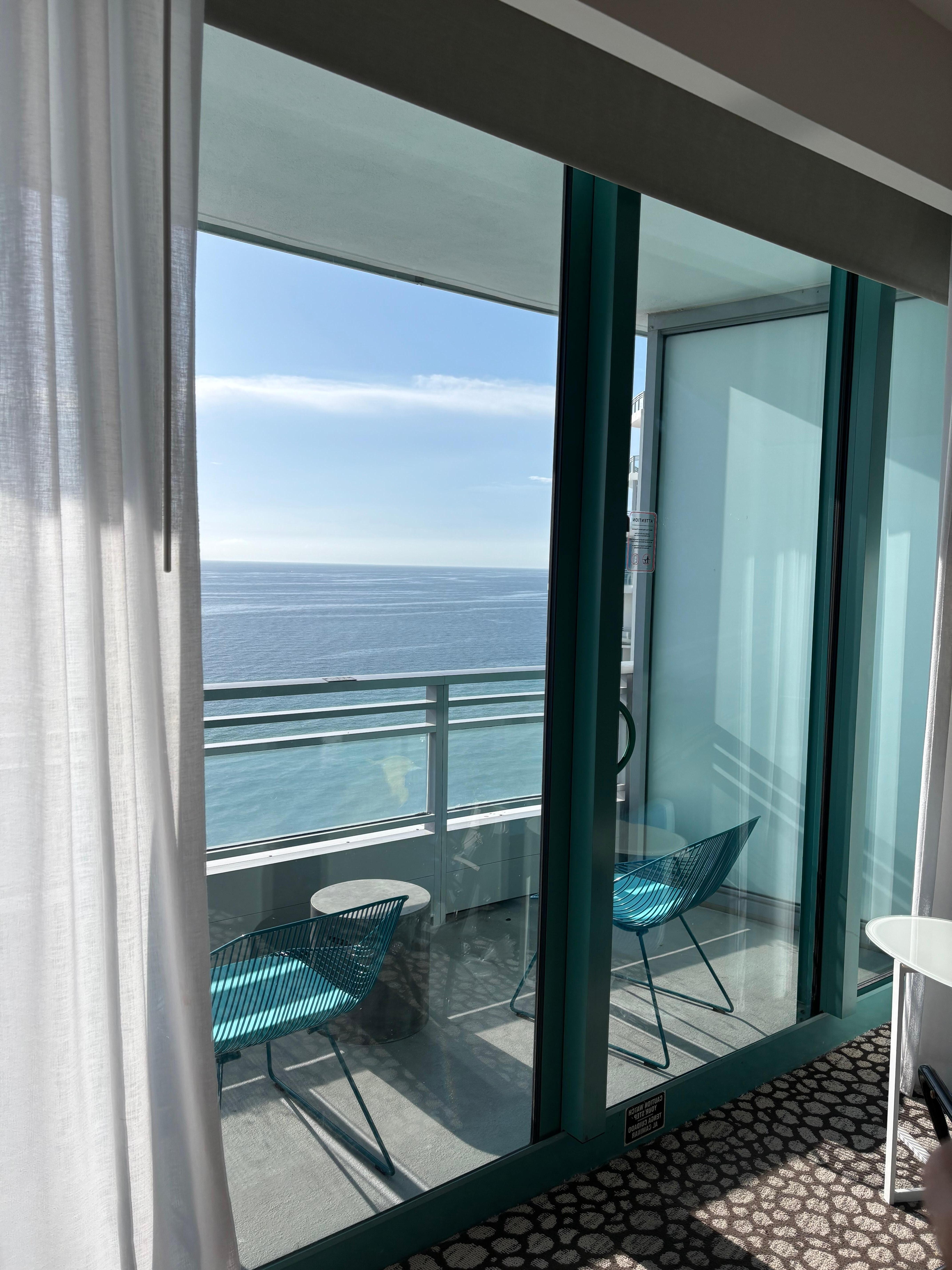 Only pic I have of balcony, but the ocean view was unobstructed! Sorry curtain is on the way.