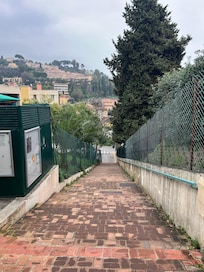 After you get down the BIG hill from the cabin, you walk further down to the town.