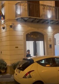 In front of the hotel