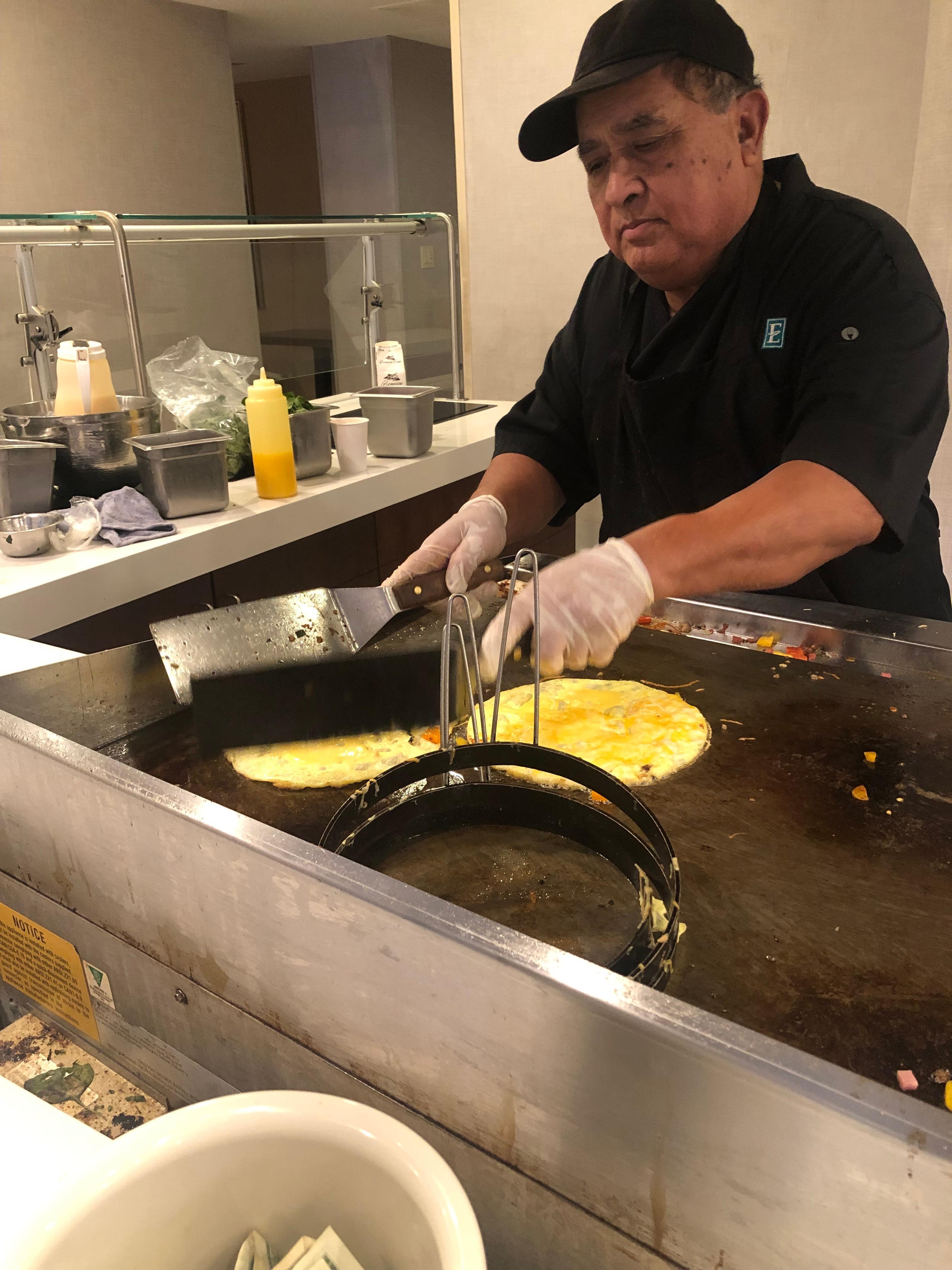 Watching cook do my omelette 