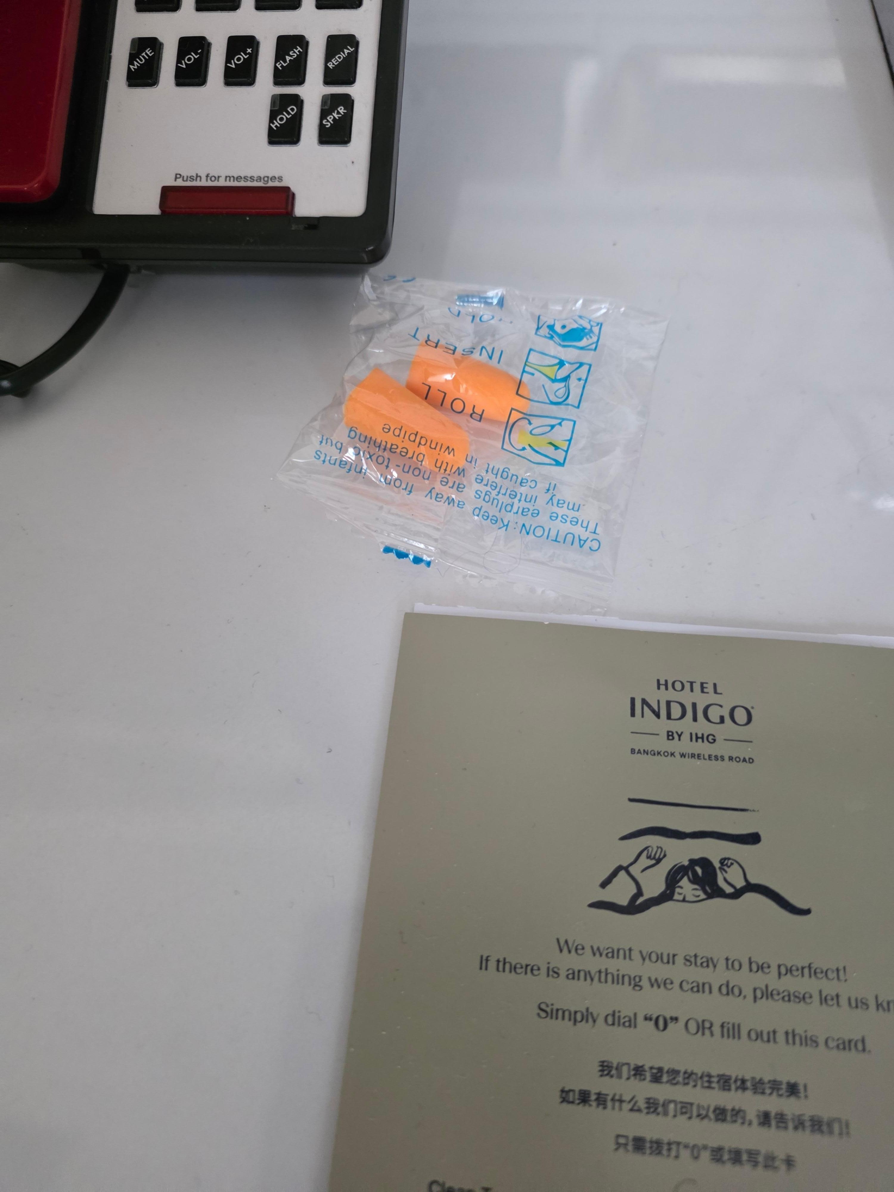 Hotel supplied ear plugs.