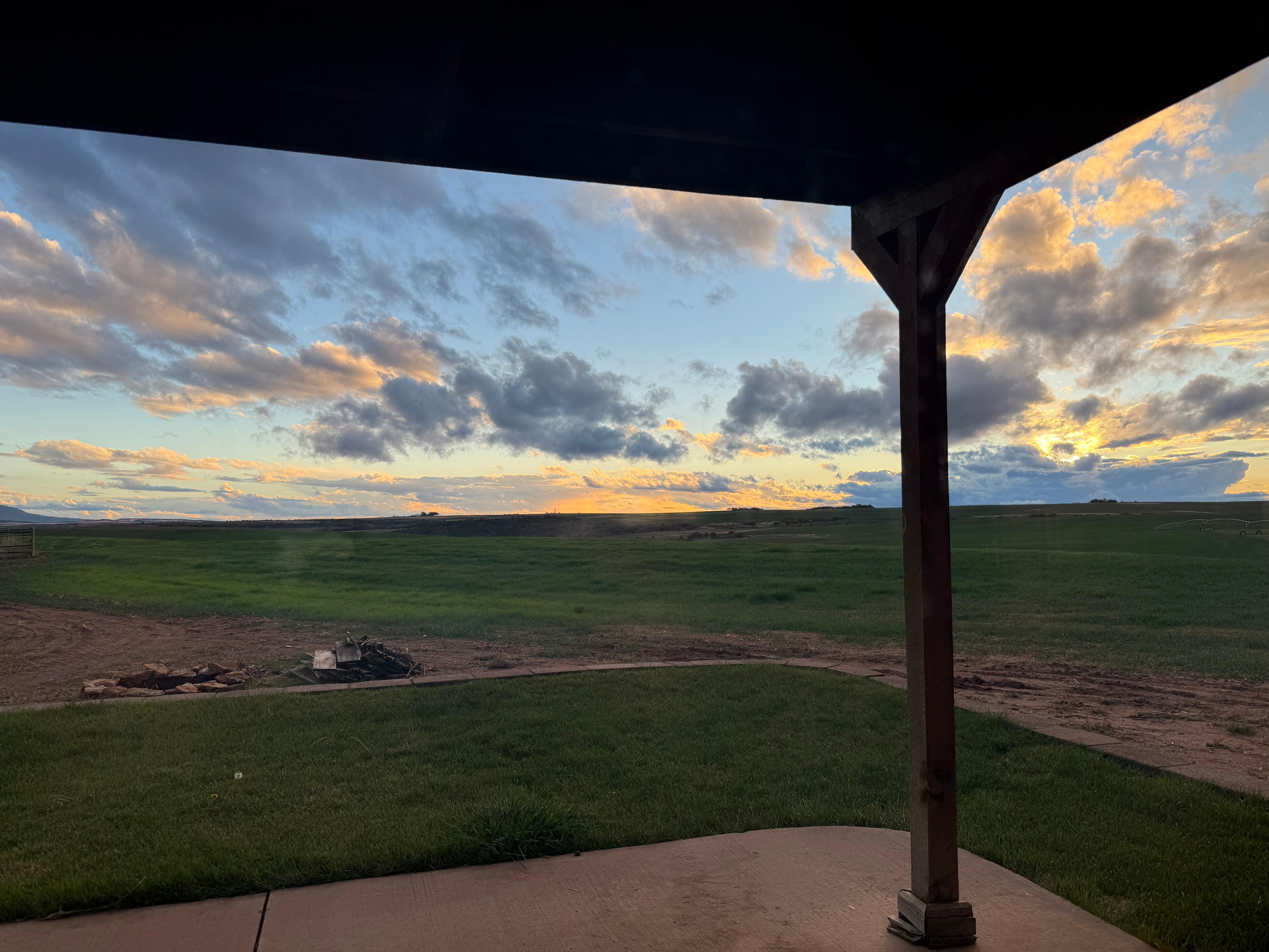 Side porch view- sunset.