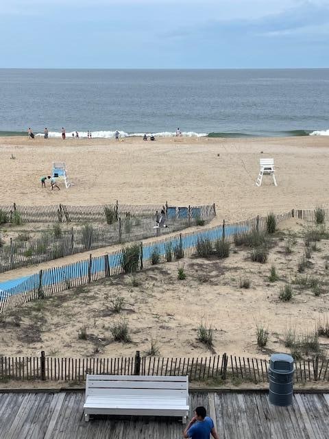 View from the balcony with the boardwalk directly below. Wonderful view and people watching all day long!