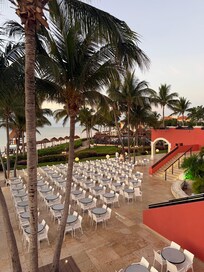 Morning shot of the seating at the stage.