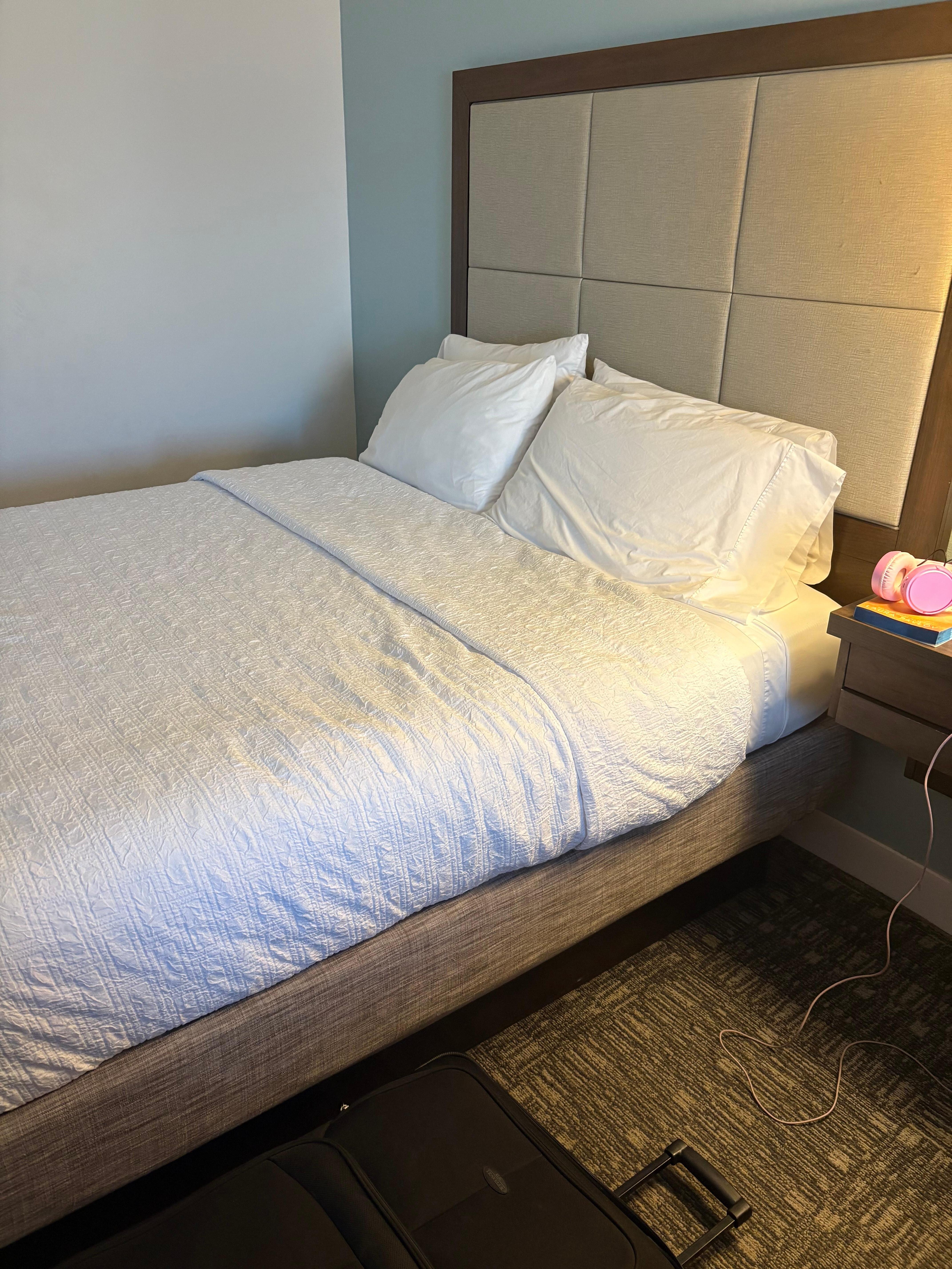 Hotel bed when I first got there.