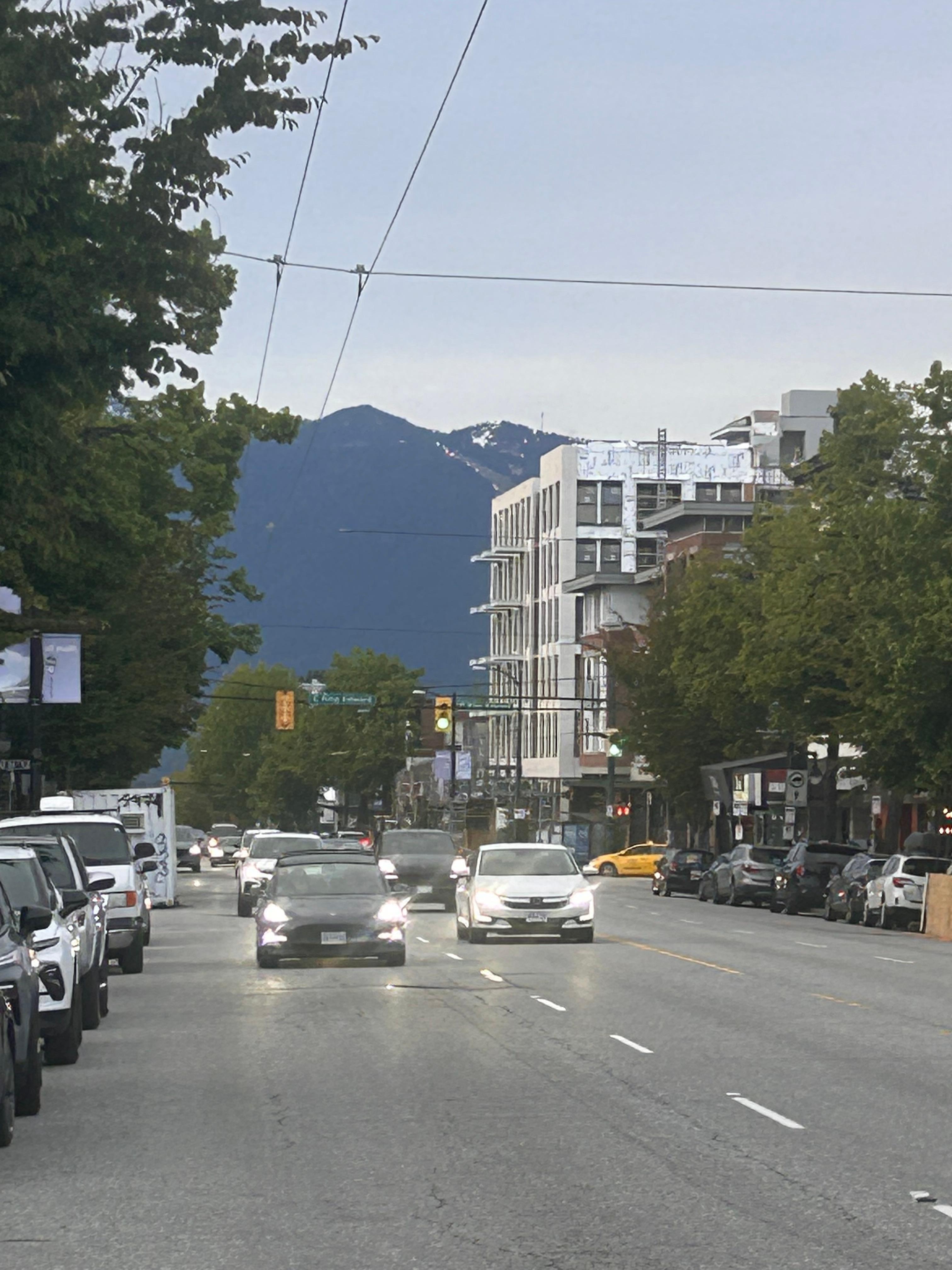 View of mountains down Main St
