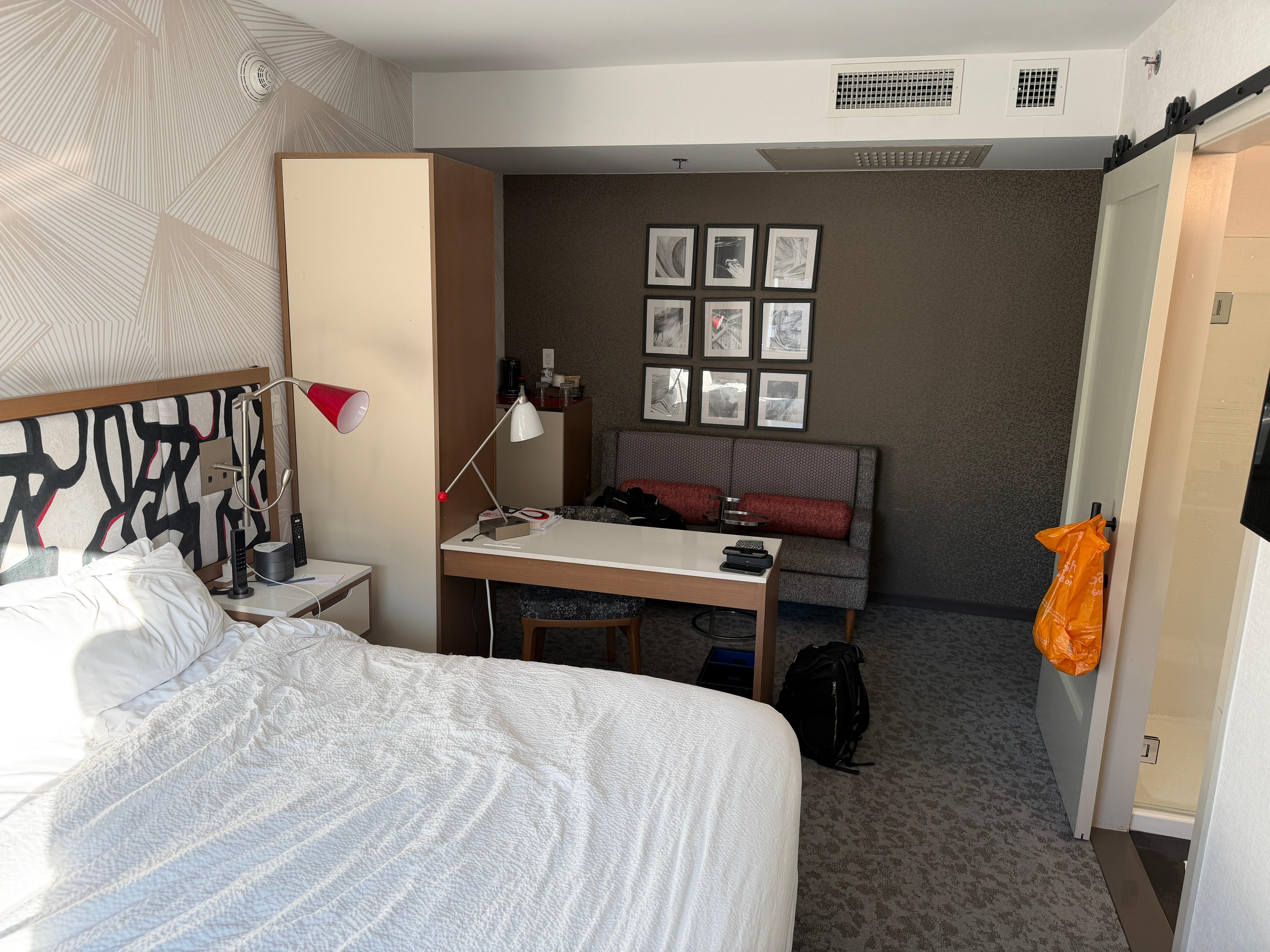 Bedroom: Refrigerator, microwave, coffee machine