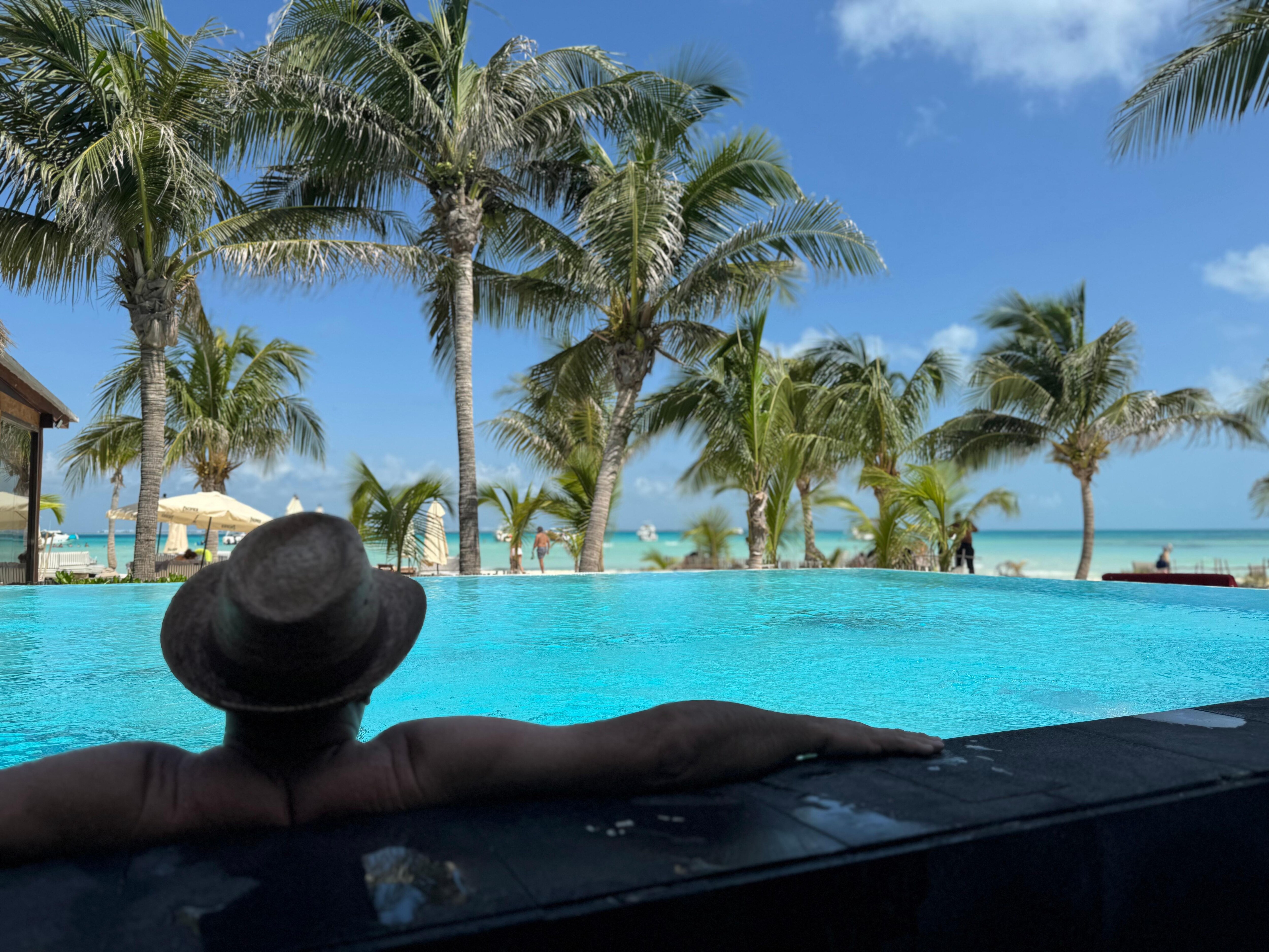 Pool overlooks the beach