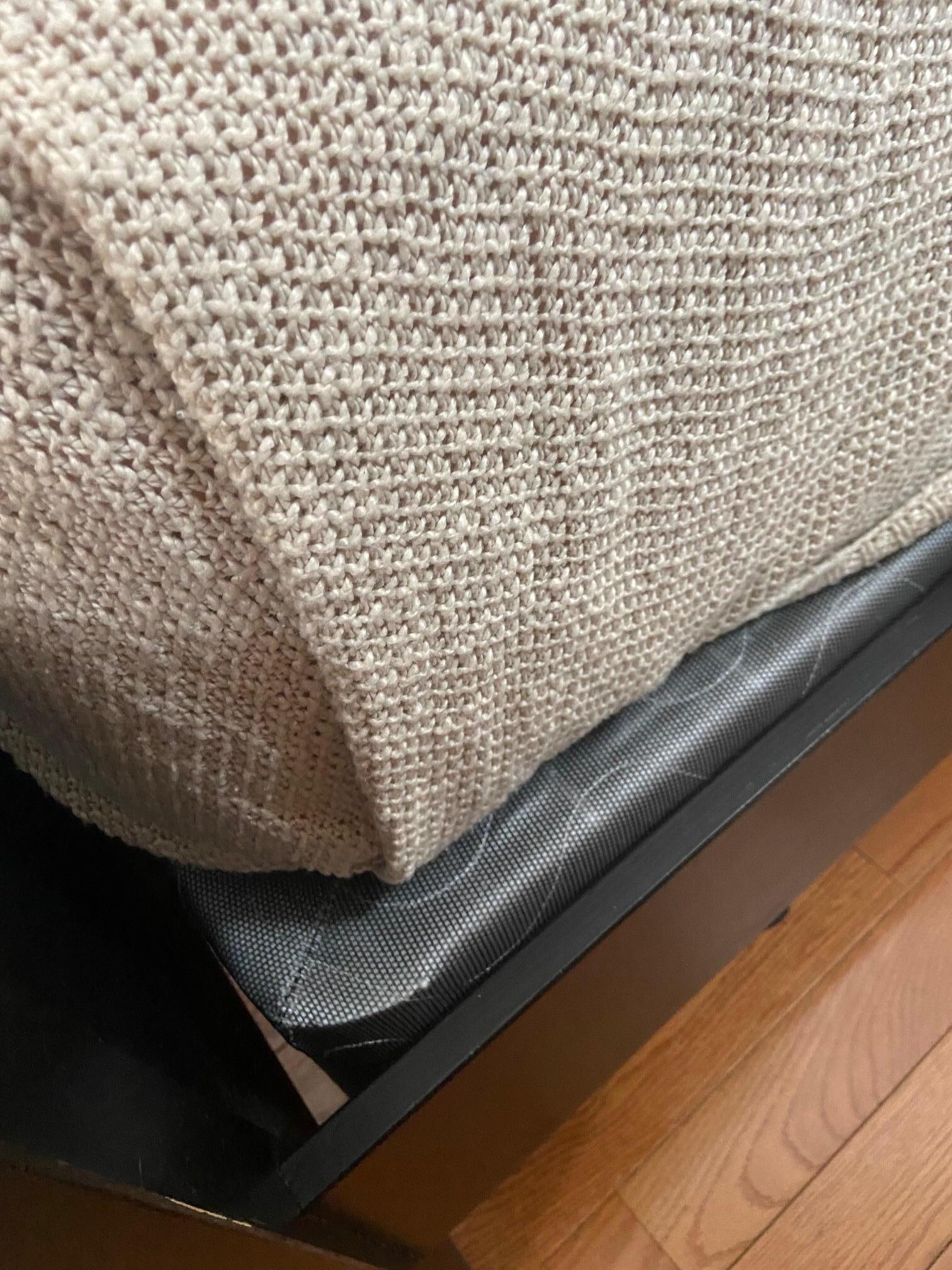Just sit on the mattress and it collapses to 1/3 its original size