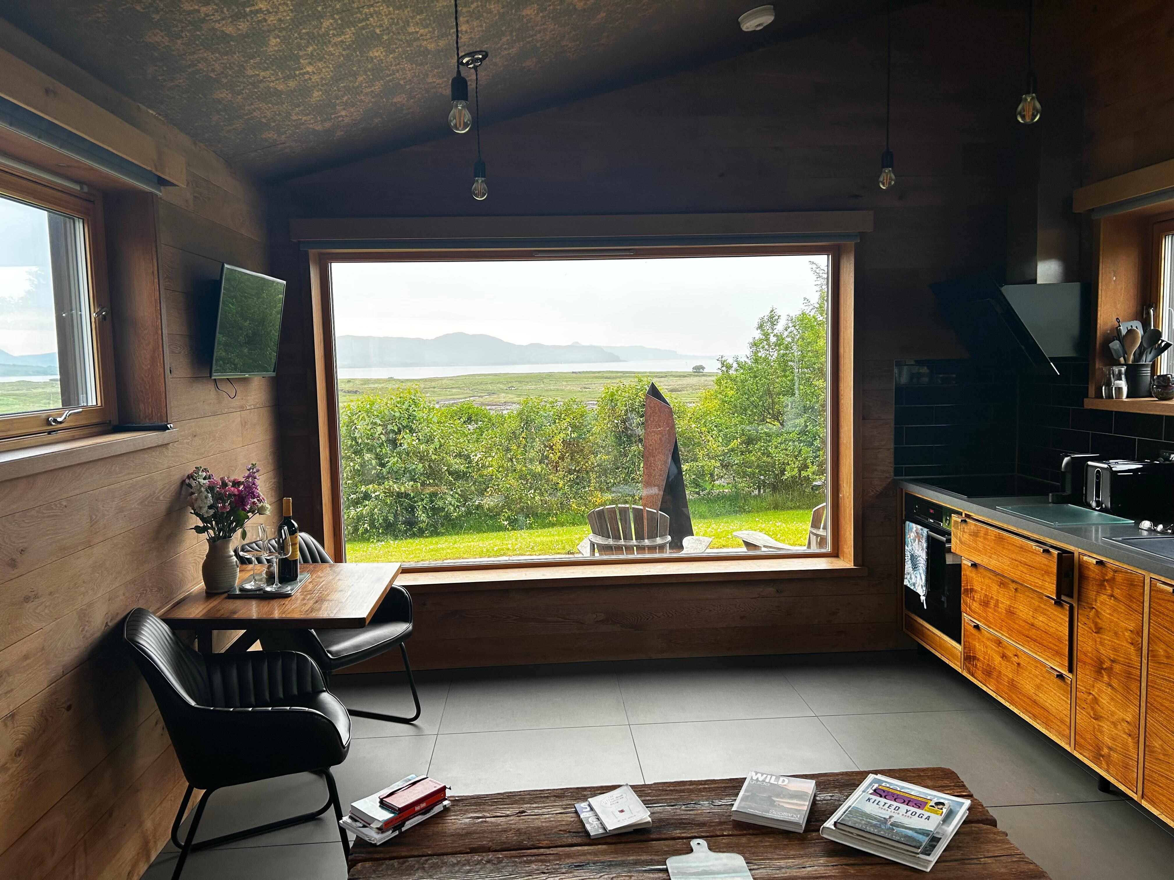 Interior of the cabin with fantastic picture window