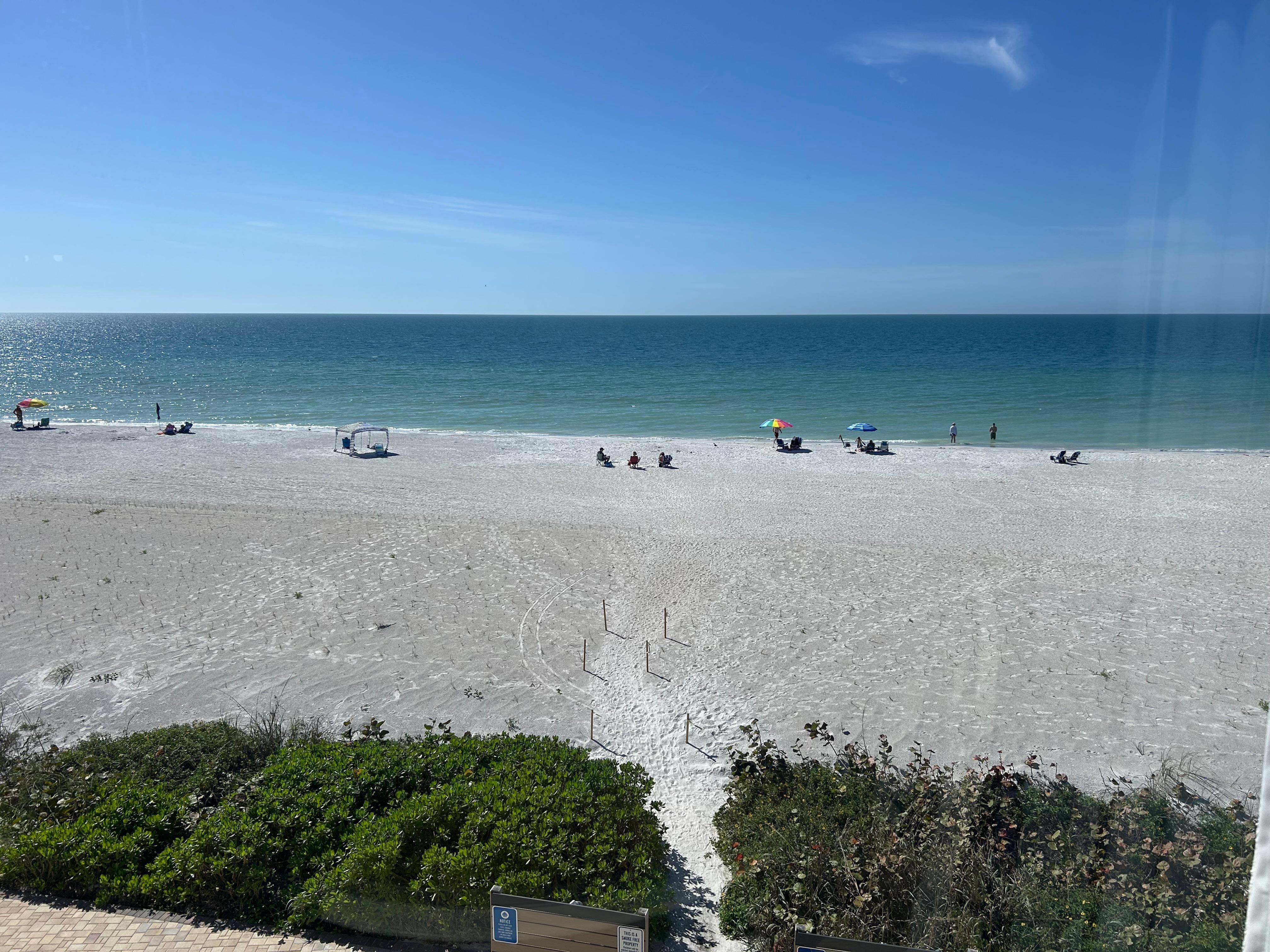 View of beach from condo. 