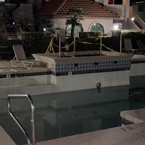 Pool with construction tape