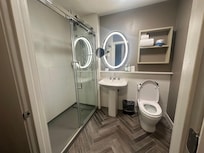 Beautiful renovated bathroom.