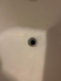 Guest bath drain upon arrival.