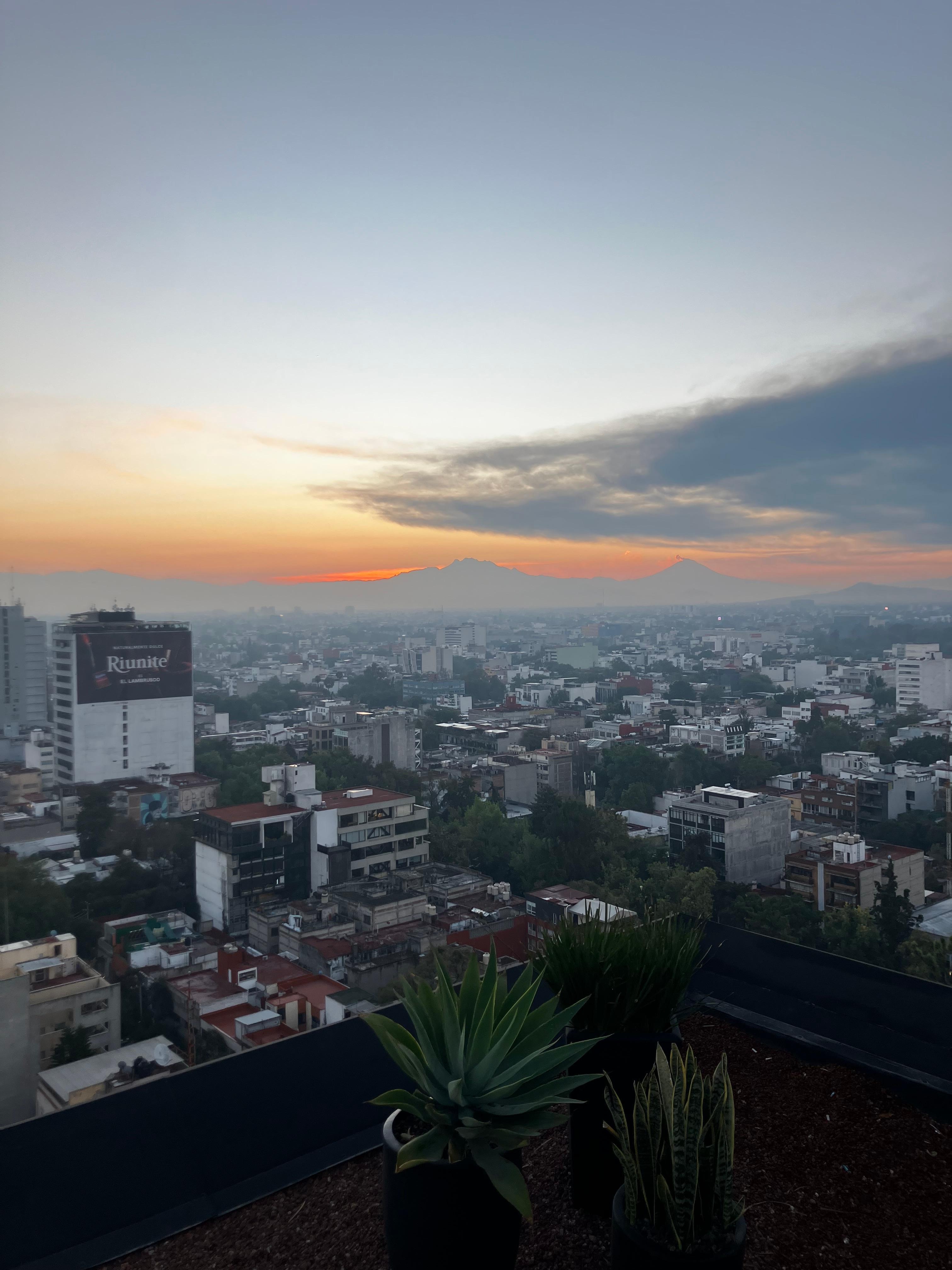 Sunrise. You can see the Volcano in the distance. 