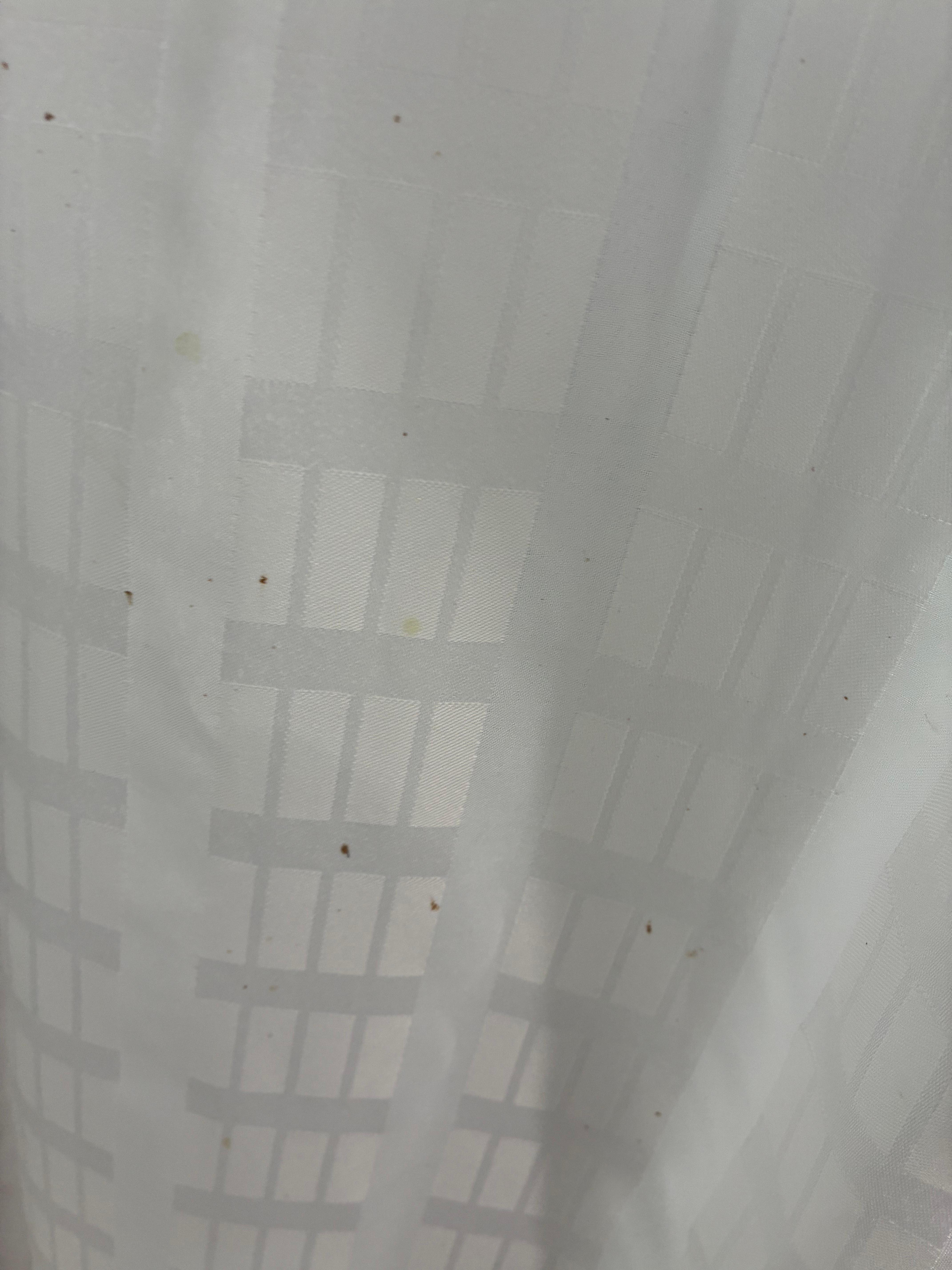 Blood stains on the shower curtain