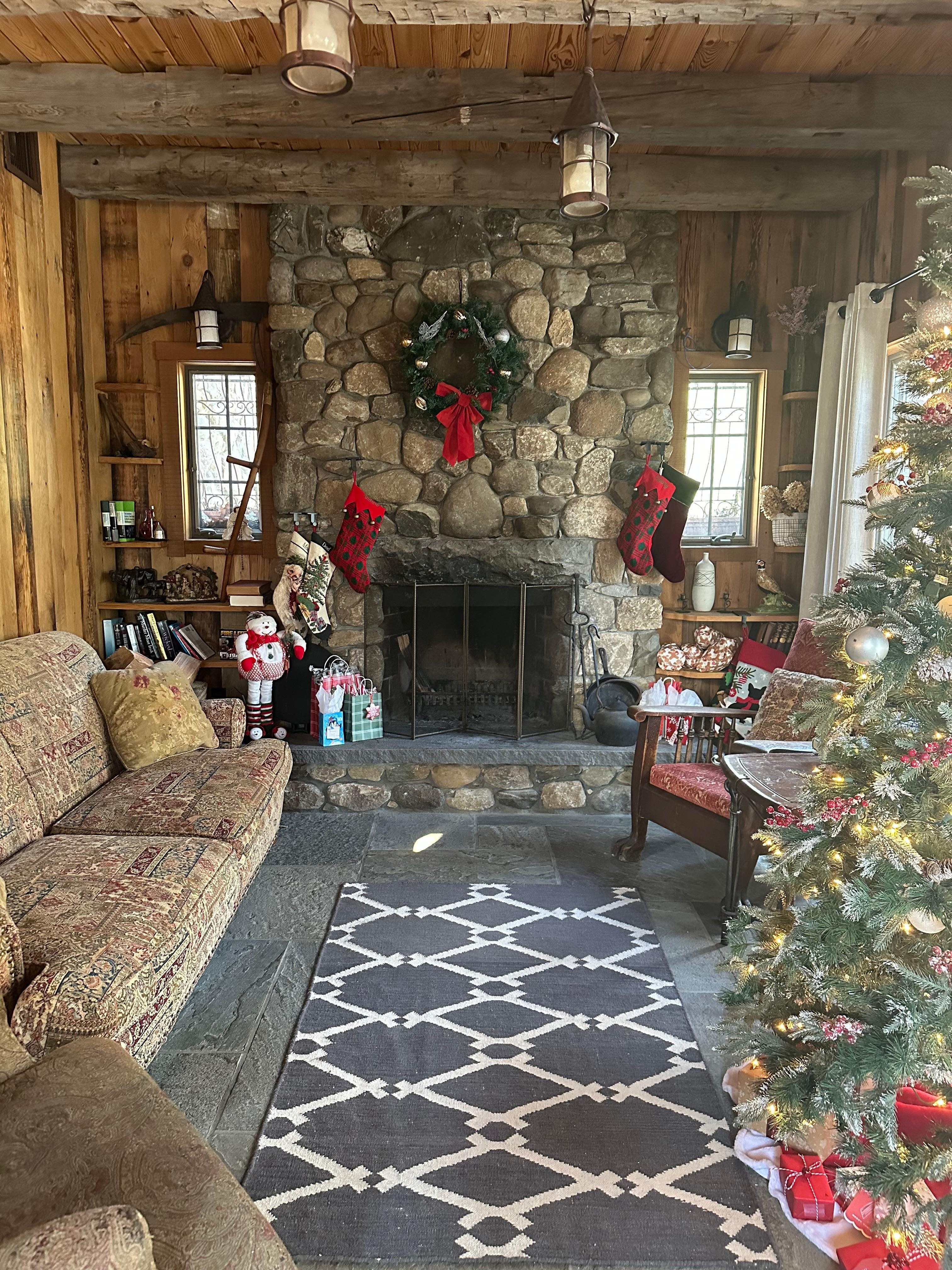 Front porch room with heated slate floor.