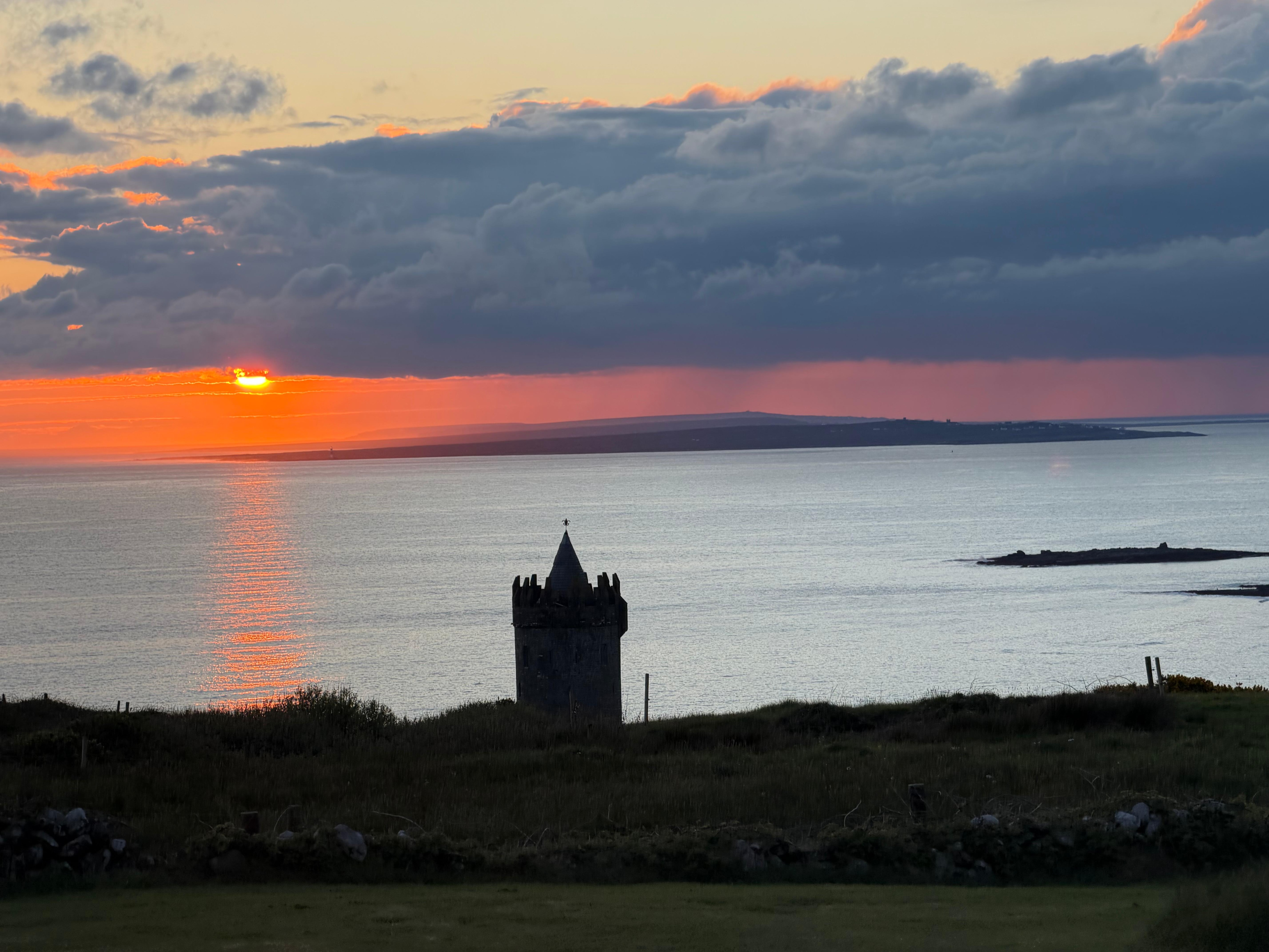 Sunset over Doonagore Castle. 