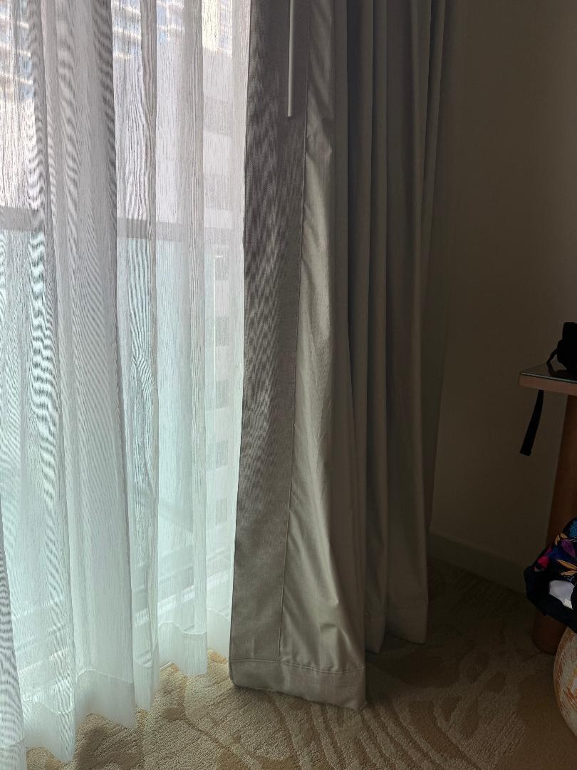Curtains are wrinkled, curtains are too long and hard to open 