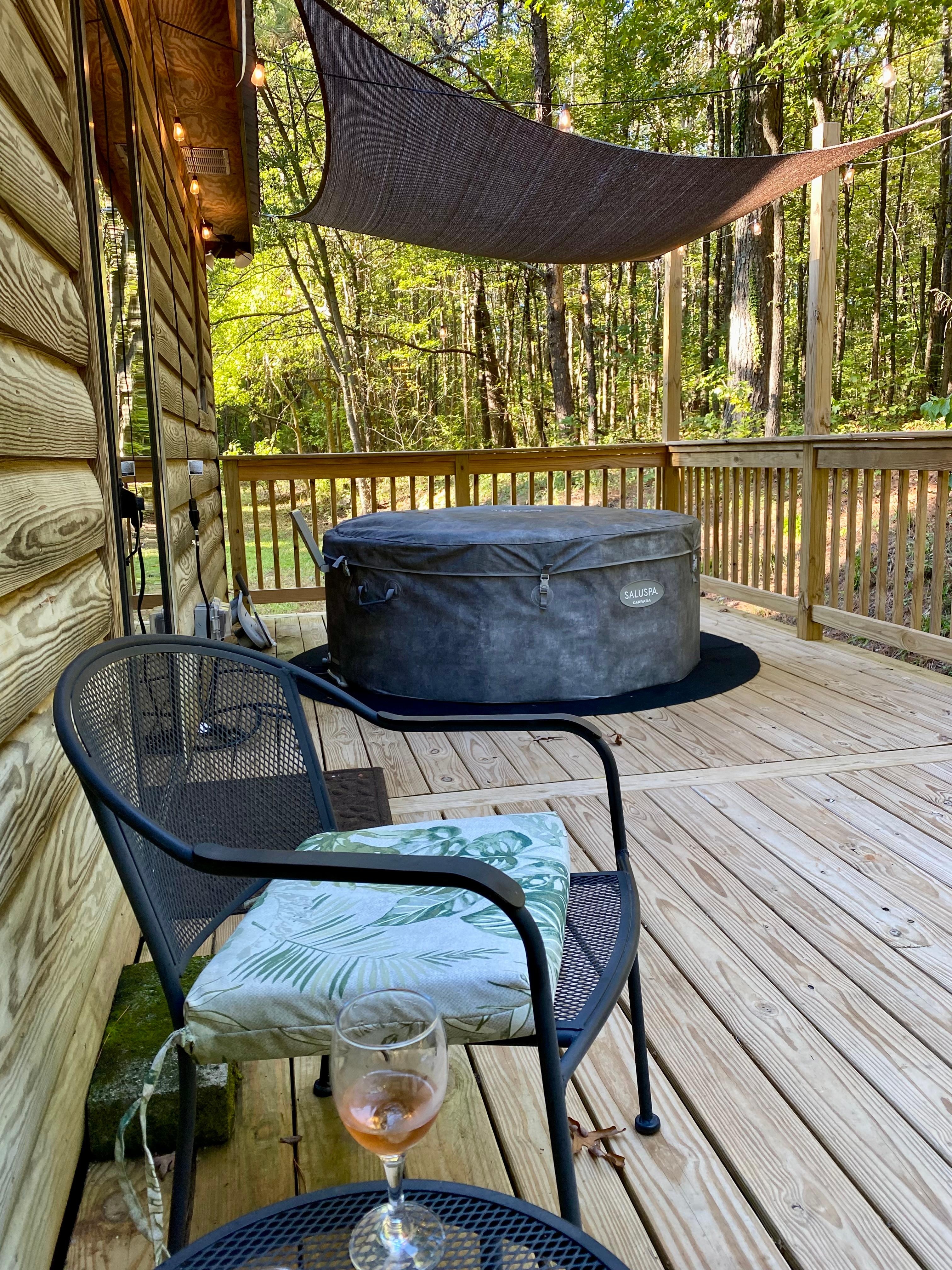 Back porch with hot tub