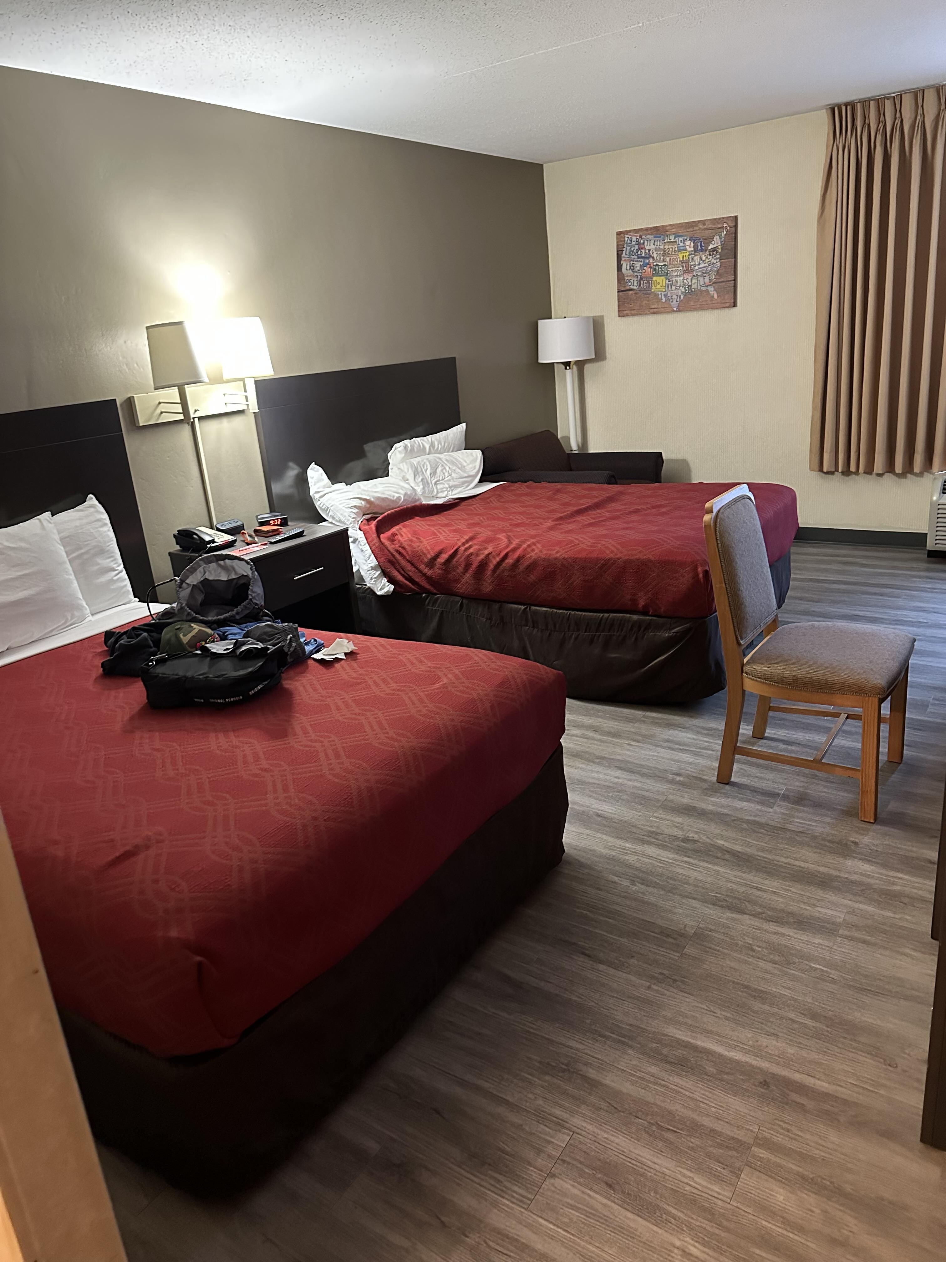 Inside room looking at beds