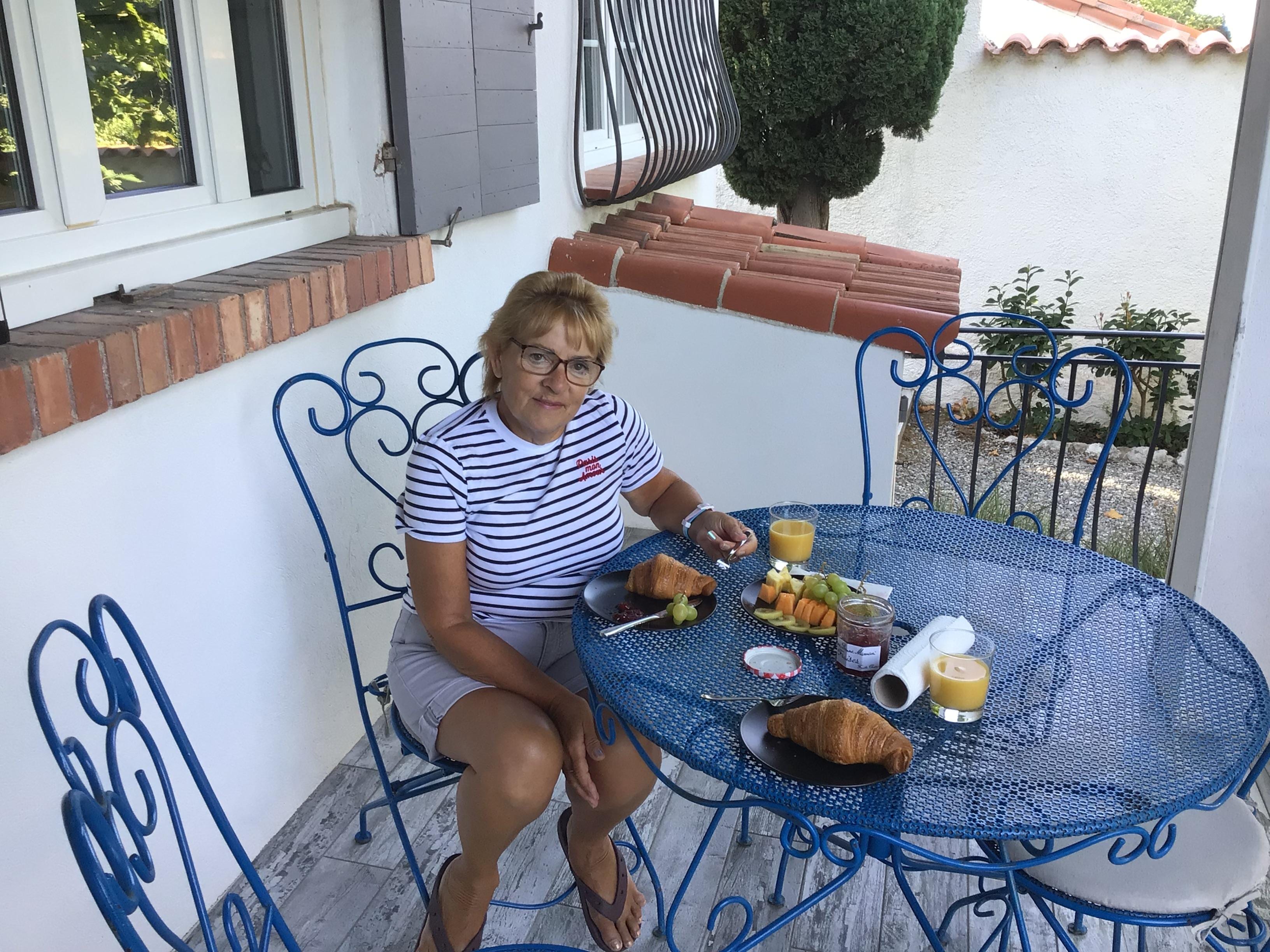 Breakfast on the balcony.