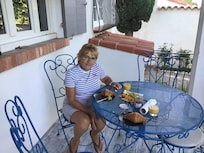 Breakfast on the balcony.