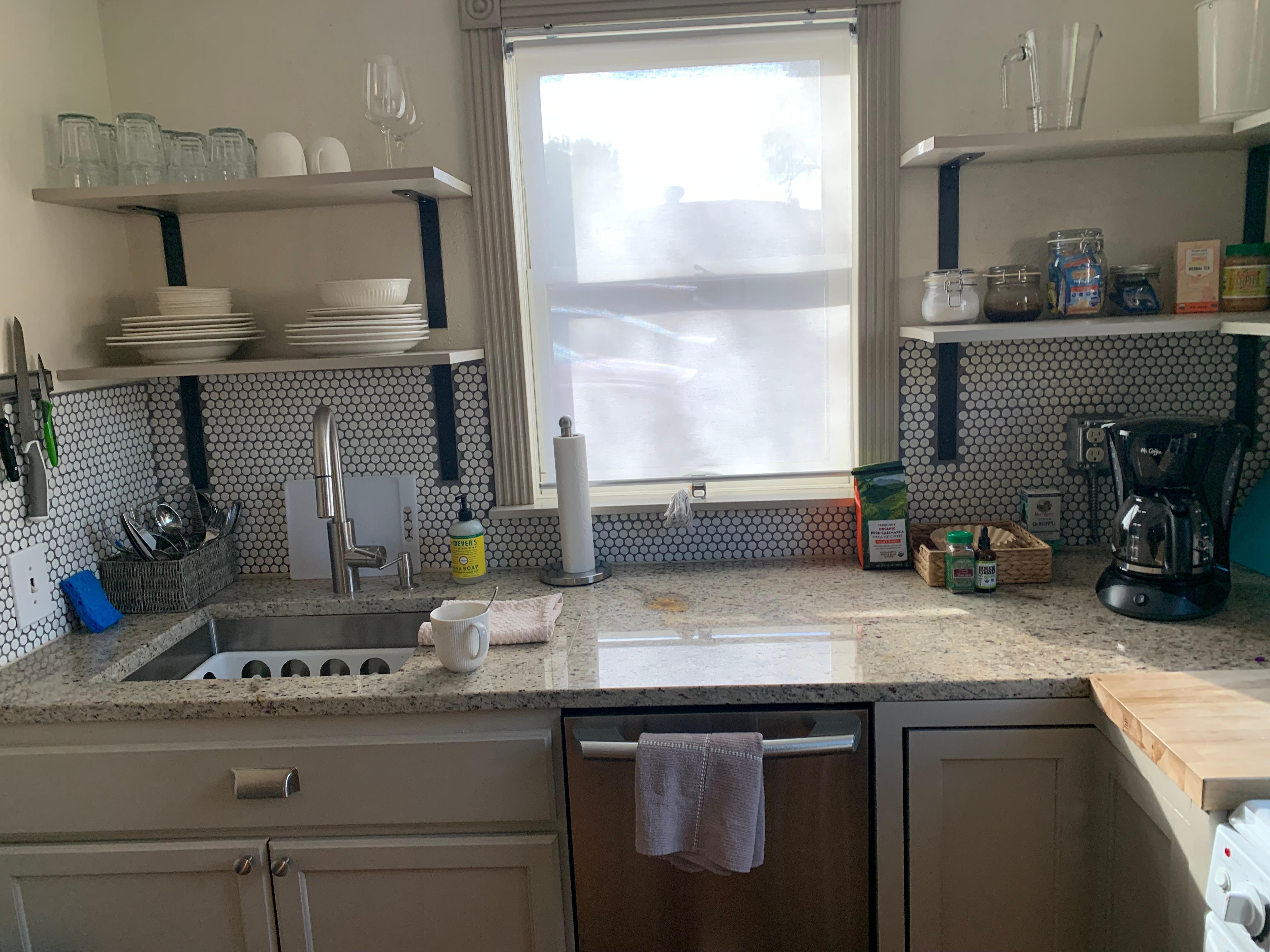 Everything we needed in the kitchen. Love the design of the cottage. 