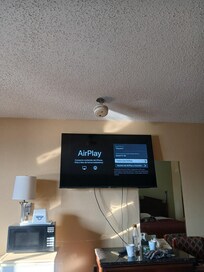 Only thing to watch on the TV. And note the fire detector.