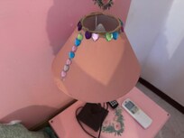 bedazzled lamp from previous guest not replaced (the other lamp did not have these gems)