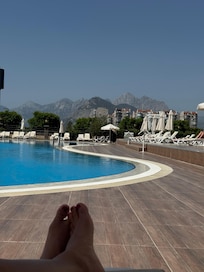 The pool area.
