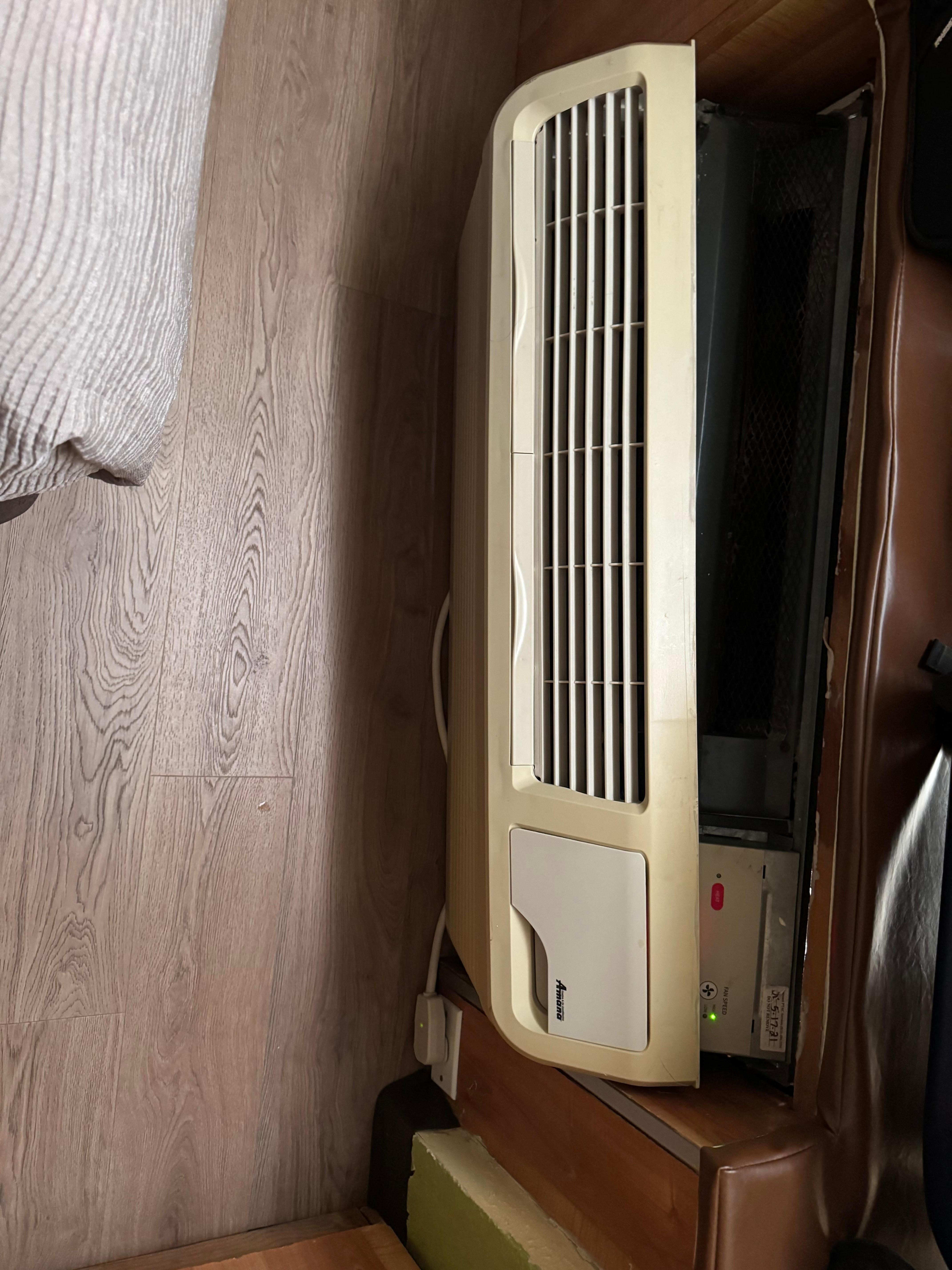 Air conditioner not attached, could see light from outside. 