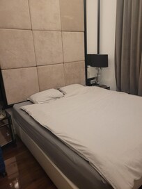 Huge bed in master bedroom.