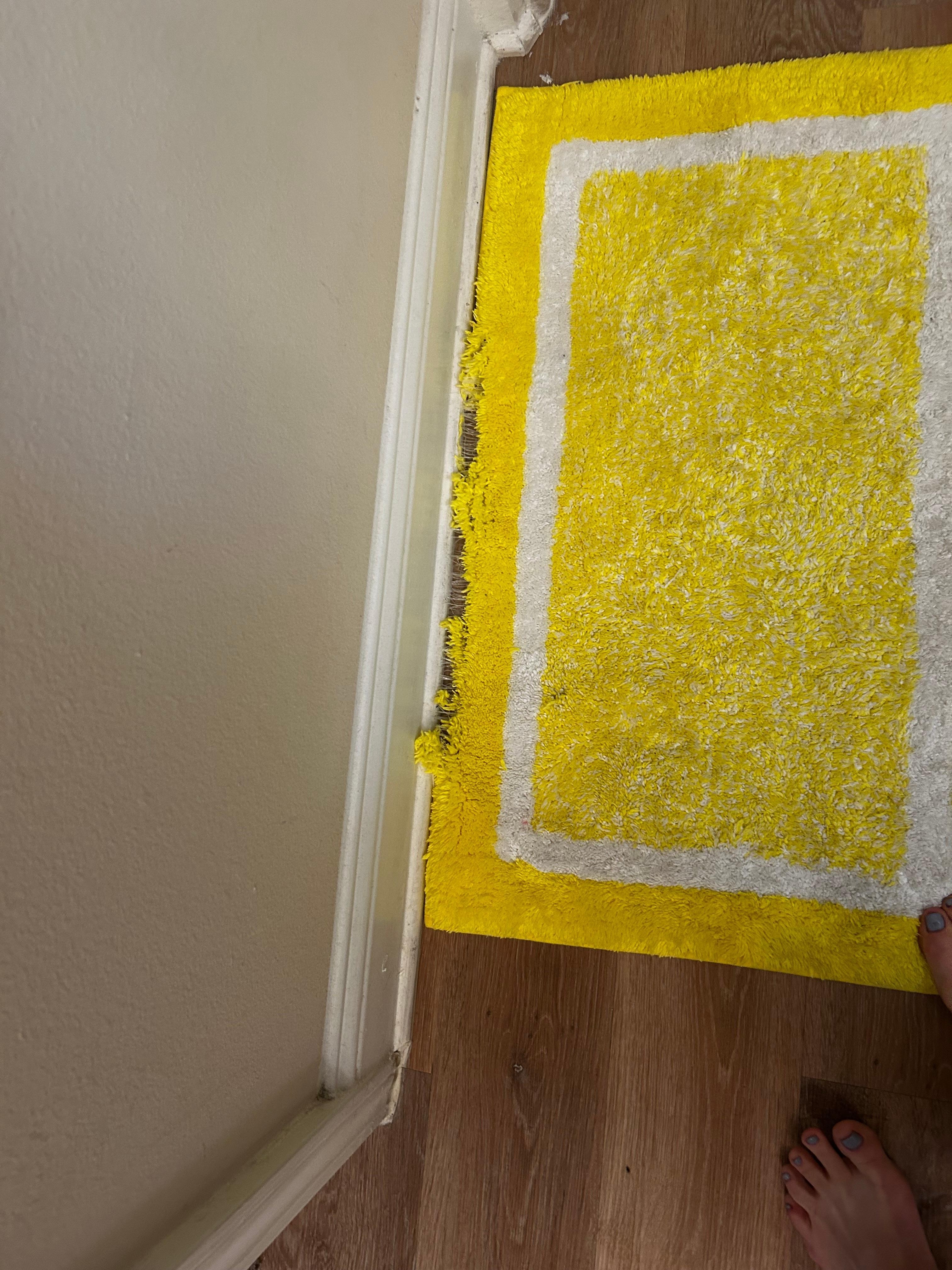 Tattered bathroom rug