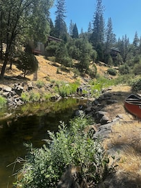 Kids enjoying lake behind the house