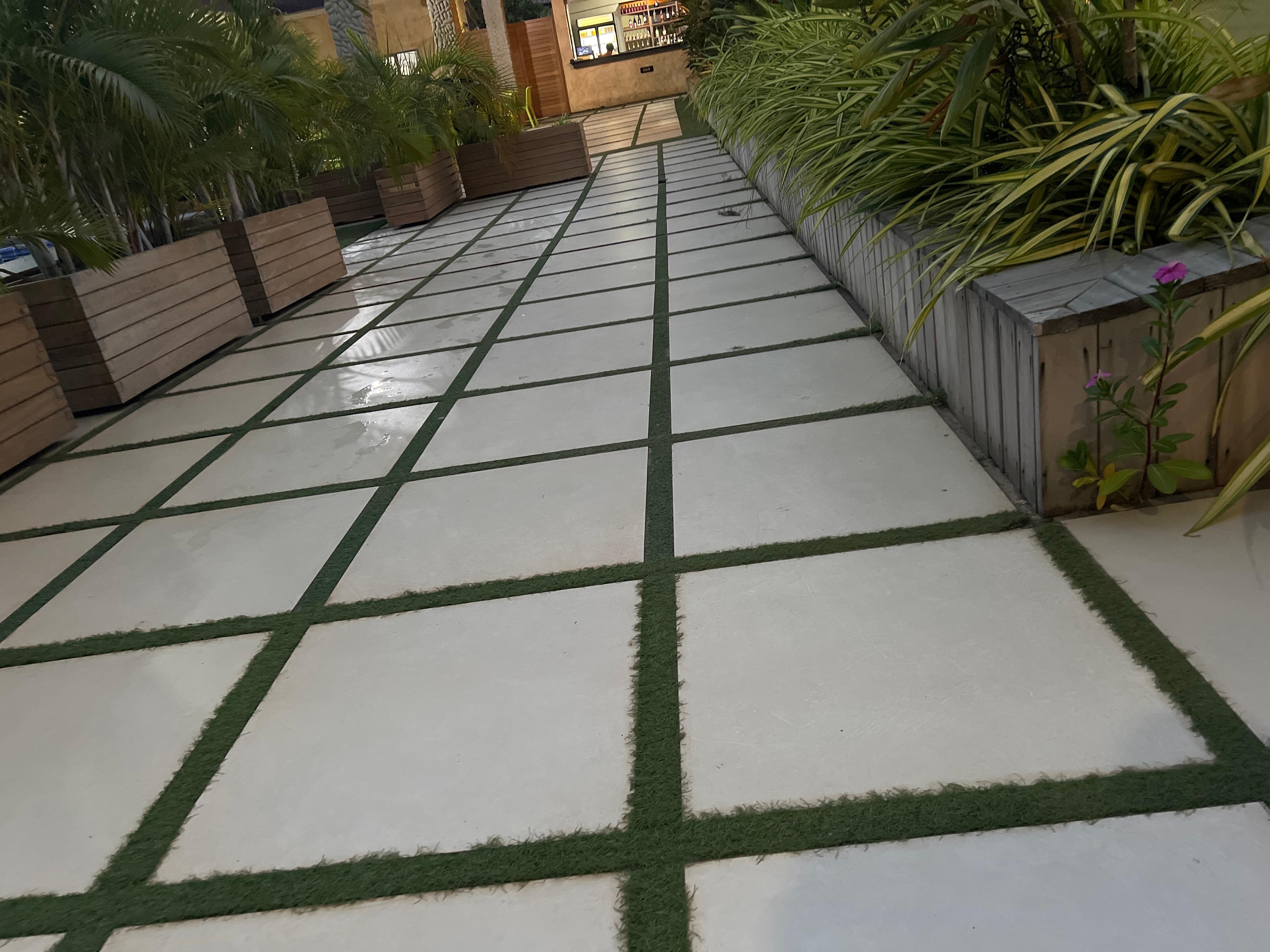 Walkway to the bar area and pool. 